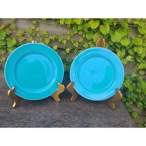 2 HLC Harlequin Turquoise 7 3/8" Salad Plates
